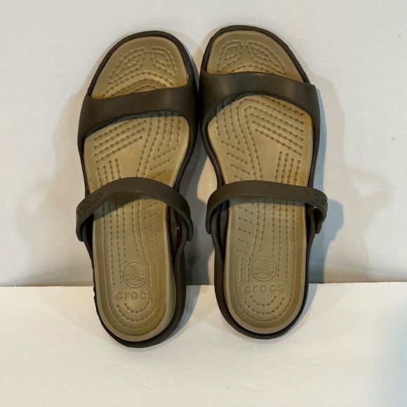CROCS Shoes - Very Comfortable Crocs Brown Slip On Sandals With Back Strap Size 8